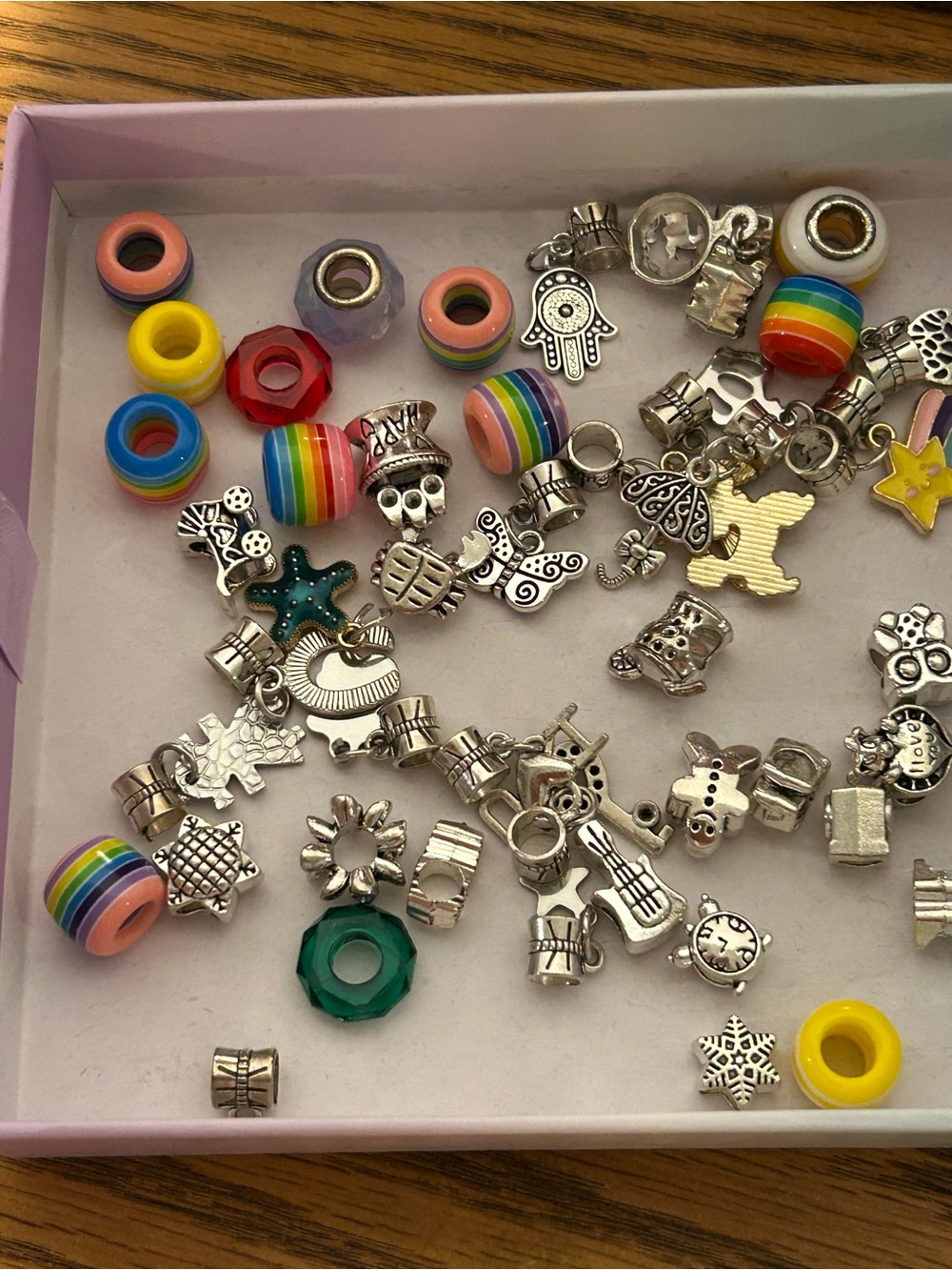 Rainbow Charm Bracelet Lot with Silver Charms - Picture 7 of 12